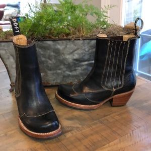 John Fluevog Black Leather Boots